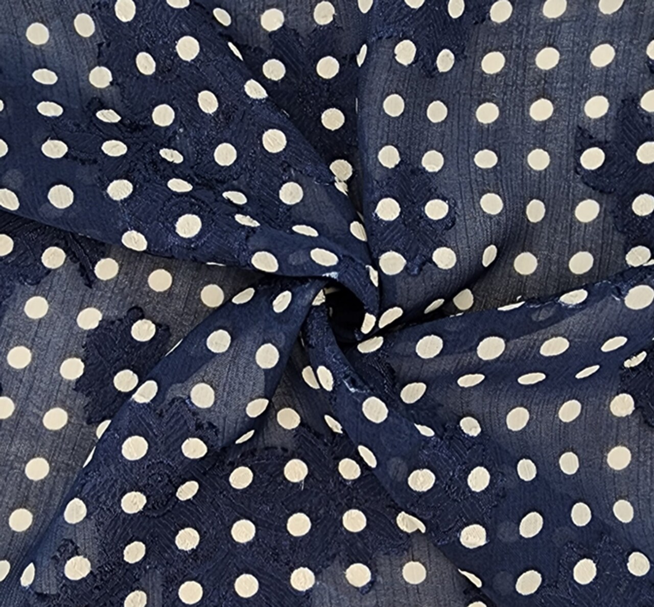 1 Yard Navy Floral Jacquard Chiffon Fabric 57/58" Wide Lightweight Sheer Polyester for Dresses & Apparel